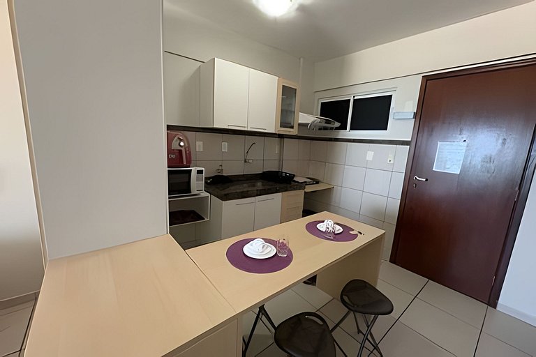 Flat para 3 Pessoas com Varanda e Vista para o Mar