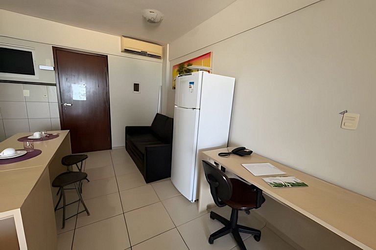Flat para 3 Pessoas com Varanda e Vista para o Mar